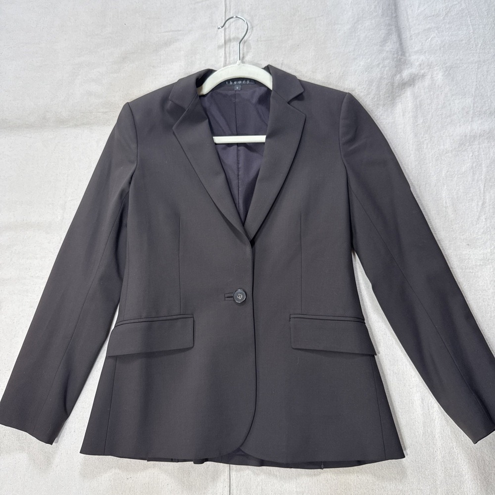 Theory Gabe B 2 Single Breasted Blazer Jacket Black Size 0 US